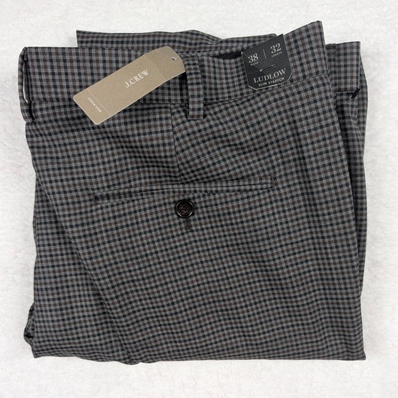 ludlow slim fit stretch dress pant in four season wool J Crew Ludlow Slim Stretch Dress Pants Mens 38x32 Grey Check Four Season  Wool